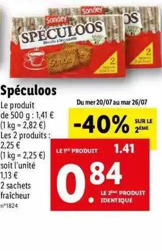 Lidl Spéculoos Sondey offre
