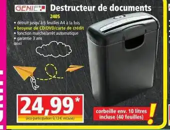 Destructeur De Documents 240s Genie