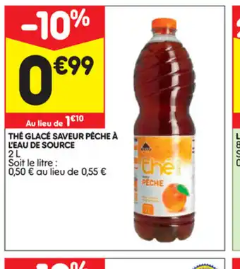 Thé glacé saveur pêche à l'eau de source