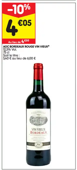 Leader Price Aoc bordeaux rouge vin vieux offre