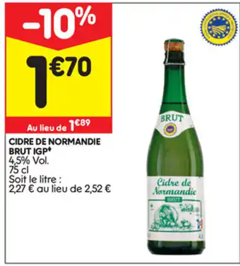 Leader Price Cidre de normandie brut igp offre