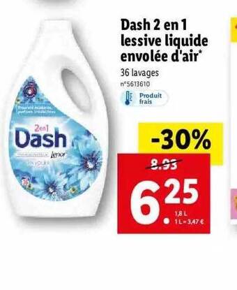 Lidl Dash 2 En 1 Lessive Liquide Envolée D'air offre