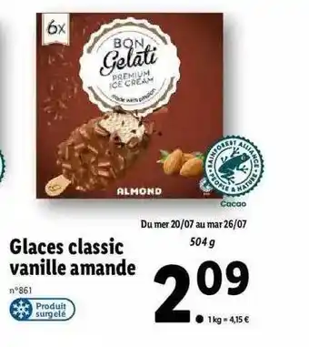Lidl Glaces Classic Vanille Amande Bon Gelati offre