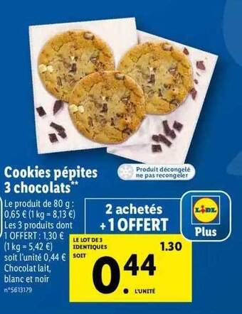 Lidl Cookies Pépites 3 Chocolats offre