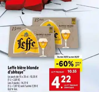 Lidl Leffe Bière Blonde D'abbaye offre