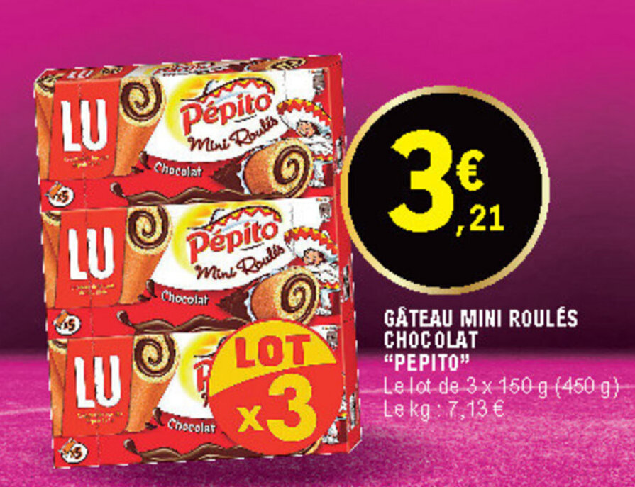 Promo Gateau Mini Roules Chocolat Pepito Chez E Leclerc