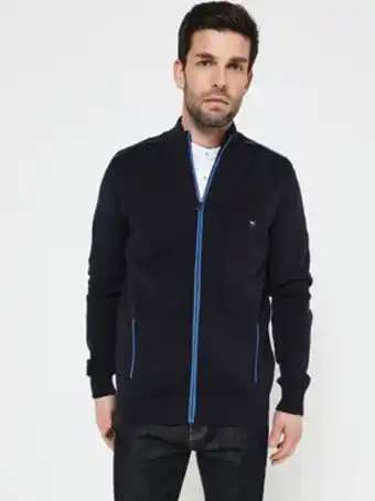 Gilet zippé en jersey double face - bleu marine