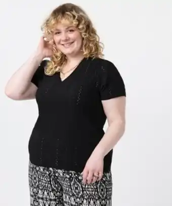 Gémo Tee-shirt femme grande taille à manches courtes en maille ajourée vue1 - gemo (g taille) - gemo offre