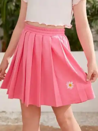 SheIn Shein fille jupe plissée brodé fleur offre