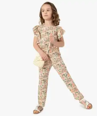 Combinaison fille fleurie fluide à volants vue1 - gemo (enfant) - gemo