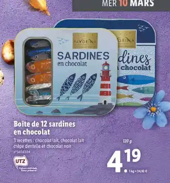 Lidl Boîte de 12 sardines en chocolat offre