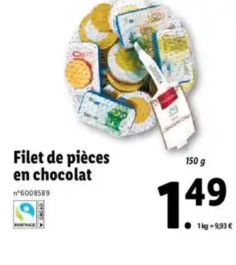 Filet de piĂšces en chocolat