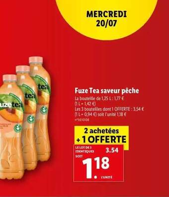 Lidl Fuze Tea Saveur Pêche offre