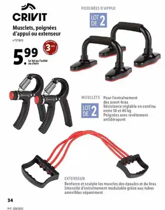 Lidl Musclets, Poignées D'appui Ou Extenseur Crivit offre