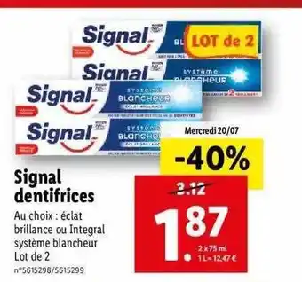 Lidl Signal Dentifrices offre