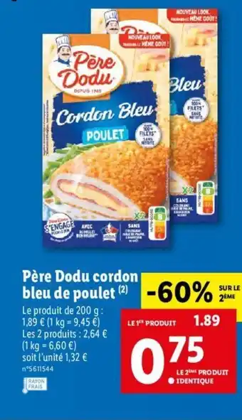 Lidl Père Dodu cordon bleu de poulet offre