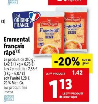 Lidl Emmental français râpé offre