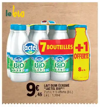 E.Leclerc Lait demi écremé "lactel bio" offre