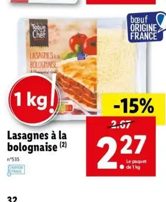 Lidl Lasagnes à la bolognaise offre