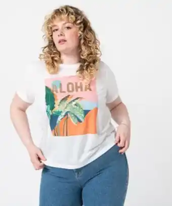 Gémo Tee-shirt femme grande taille à manches courtes avec motif pailleté vue1 - gemo (g taille) - gemo offre