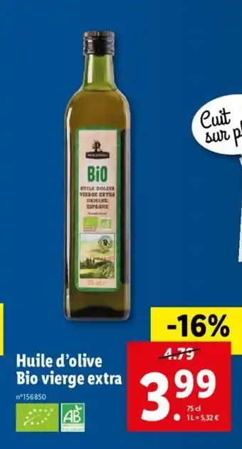 Lidl Huile d'Olive Bio vierge extra offre