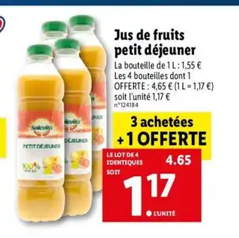 Lidl Jus de fruits petit déjeuner offre