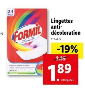 Lidl Lingettes anti décoloration offre