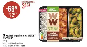 Géant Casino Weight watchers poulet basquaise et riz offre