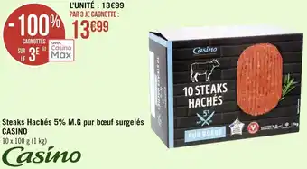 Géant Casino Casino steaks hachés 5% m.g pur bœuf surgelés offre