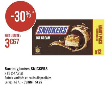 Géant Casino Snickers barres glacées offre