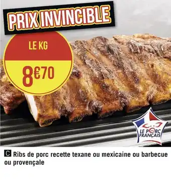 Géant Casino Ribs de porc recette texane ou mexicaine ou barbecue ou provençale offre