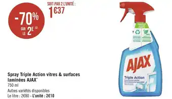 Géant Casino Ajax spray triple action vitres & surfaces laminées* offre
