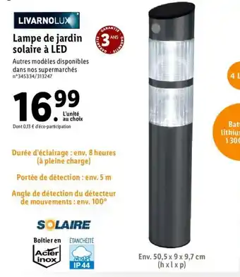 Lidl Lampe de jardin solaire à LED offre