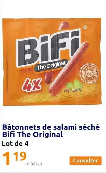 Action Bâtonnets De Salami Séché Bifi The Original offre