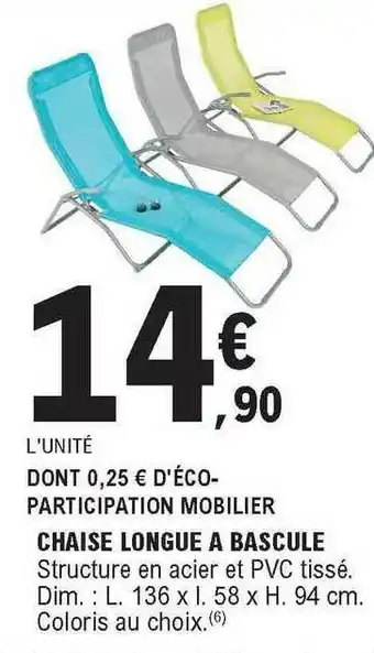 E.Leclerc Chaise Longue à Bascule offre