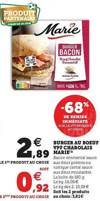 Burger Au Boeuf Vpf Charolais Marie