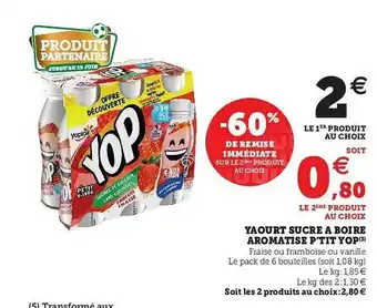 U Express Yaourt Sucré à Boire Aromatisé P'tit Yop offre