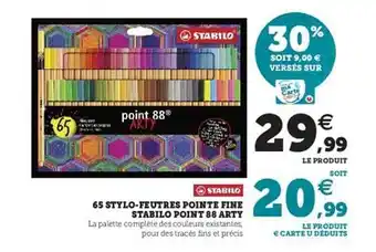 Hyper U 65 Stylo-feutres Pointe Fine Stabilo Point 88 Arty offre