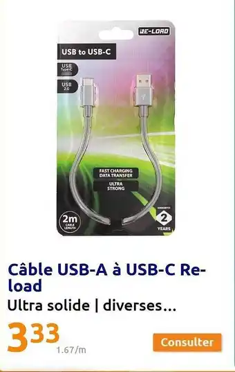 Cùble Usb-a ç Usb-c Reload