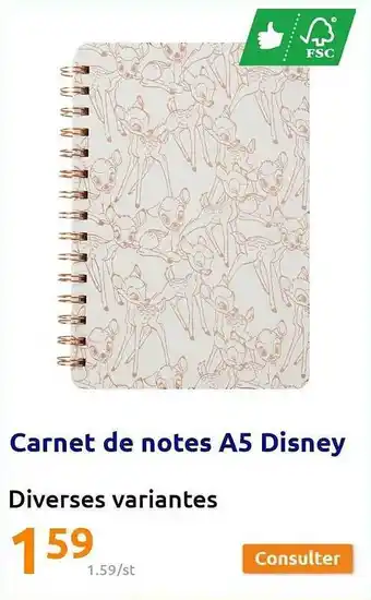 Action Carnet De Notes A5 Disney offre