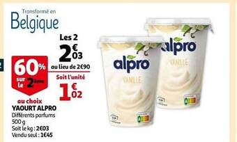 Auchan Yaourt Alpro 60% Sur Le 2ème Au Choix offre