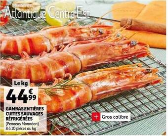 Auchan Gambas Entières Cuites Sauvages Réfrigérées offre