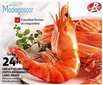 Auchan Crevettes Entières Cuites Réfrigérées Label Rouge offre