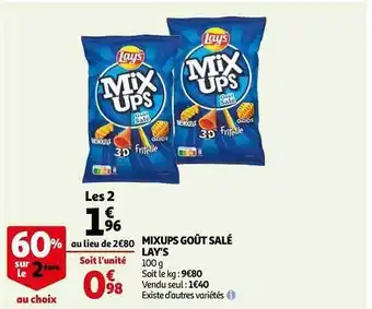 Auchan Mixups Goût Salé Lay's 60% Sur Le 2ème Au Choix offre