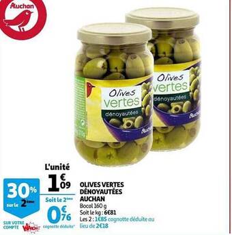 Auchan Olives Vertes Dénoyautées Auchan offre