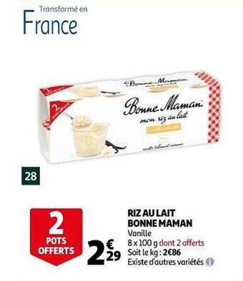 Auchan Riz Au Lait Bonne Maman offre