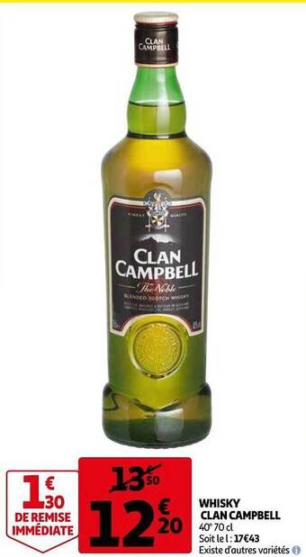 Auchan Whisky Clan Campbell offre