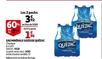 Auchan Eau Minérale Gazeuse Quézac 60% Sur Le 2ème offre