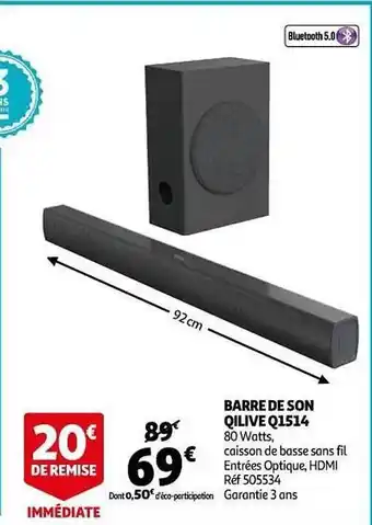 Auchan Barre De Son Qilive Q1514 offre