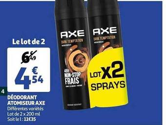 Auchan Déodorant Atomiseur Axe offre